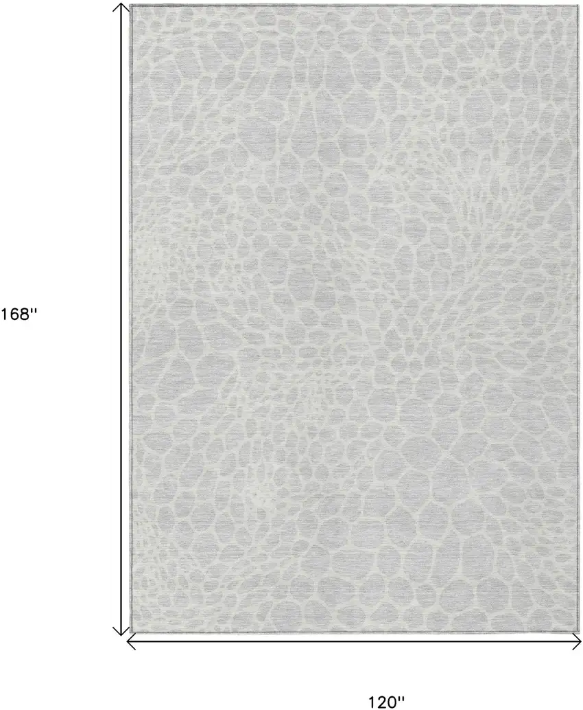 Silver And Gray Geometric Washable Indoor Outdoor Area Rug Photo 3