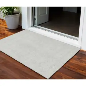 Photo of Silver And Gray Geometric Washable Indoor Outdoor Area Rug