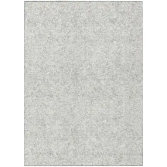 Silver And Gray Geometric Washable Indoor Outdoor Area Rug Photo 2