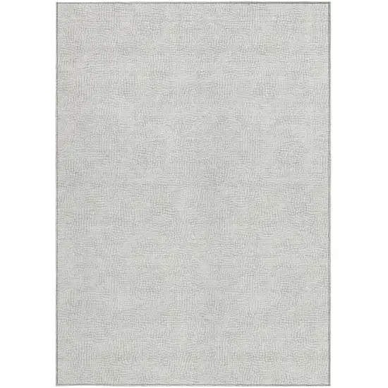 Silver And Gray Geometric Washable Indoor Outdoor Area Rug Photo 6