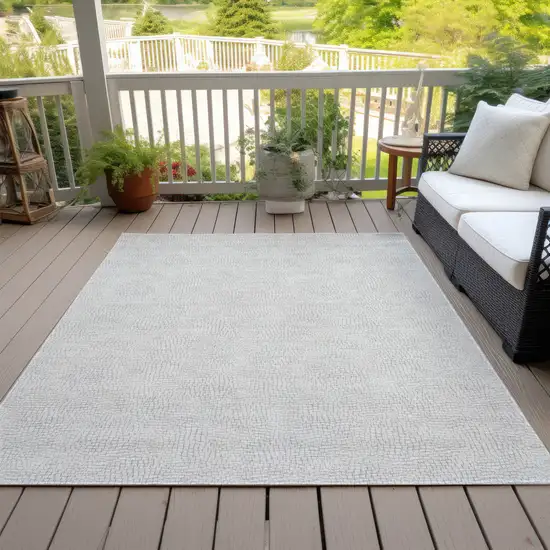 Silver And Gray Geometric Washable Indoor Outdoor Area Rug Photo 7