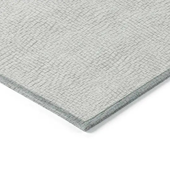 Silver And Gray Geometric Washable Indoor Outdoor Area Rug Photo 4