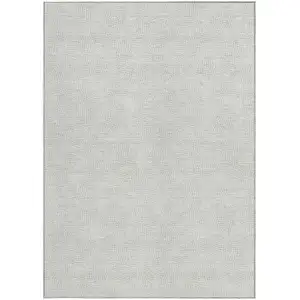 Photo of Silver And Gray Geometric Washable Indoor Outdoor Area Rug