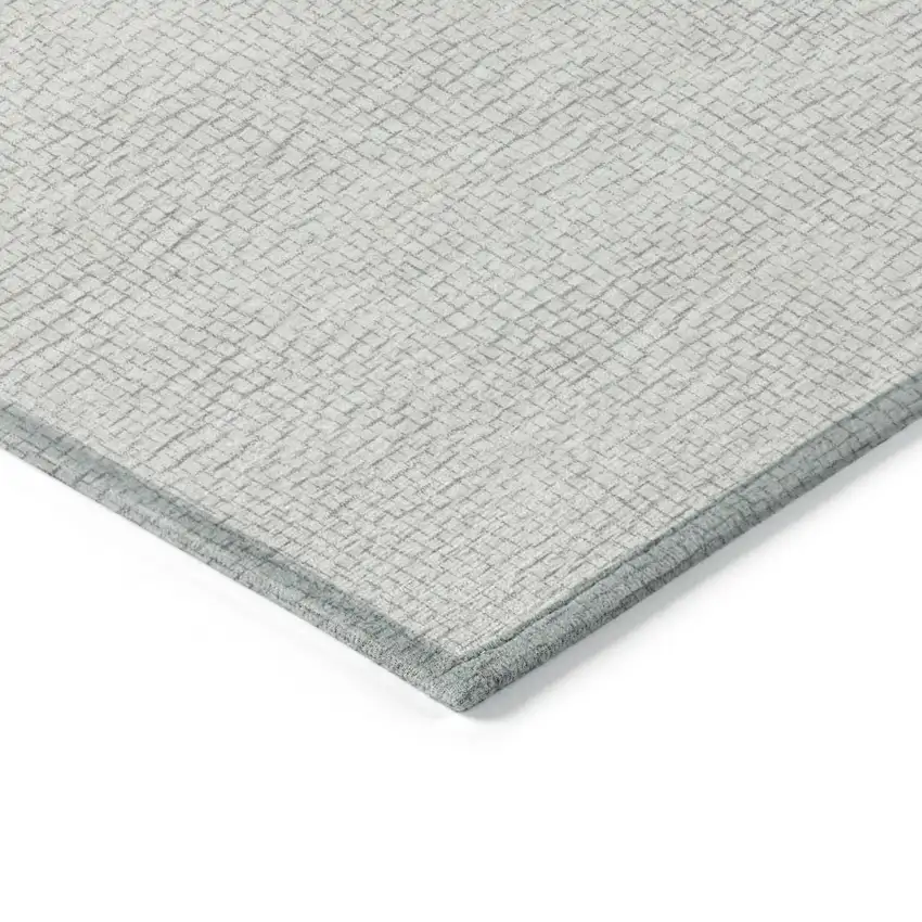 Silver And Gray Geometric Washable Indoor Outdoor Area Rug Photo 4