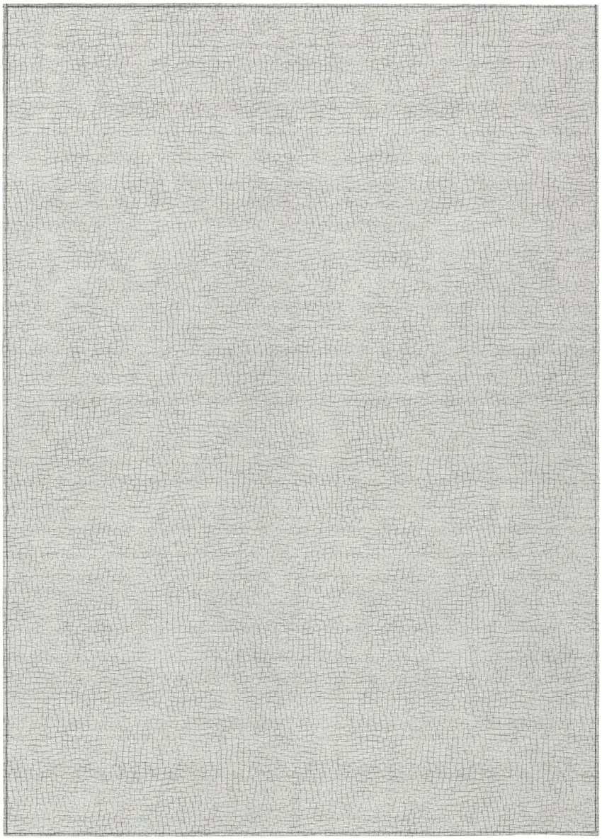 Silver And Gray Geometric Washable Indoor Outdoor Area Rug Photo 2