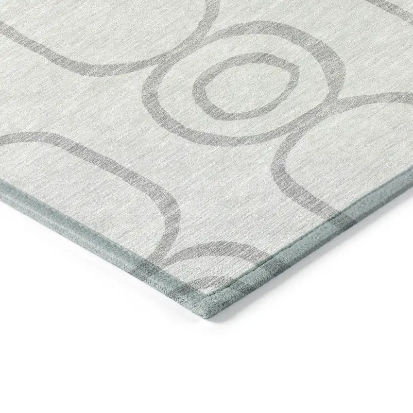 Silver And Gray Geometric Washable Indoor Outdoor Area Rug Photo 5