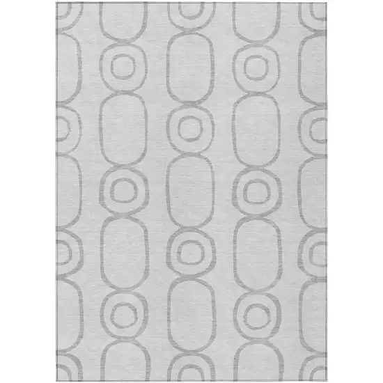 Silver And Gray Geometric Washable Indoor Outdoor Area Rug Photo 2