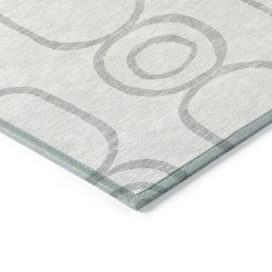 Silver And Gray Geometric Washable Indoor Outdoor Area Rug Photo 6