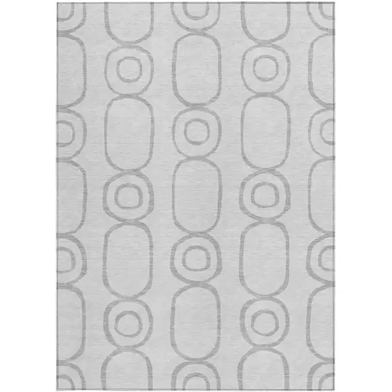 Silver And Gray Geometric Washable Indoor Outdoor Area Rug Photo 4