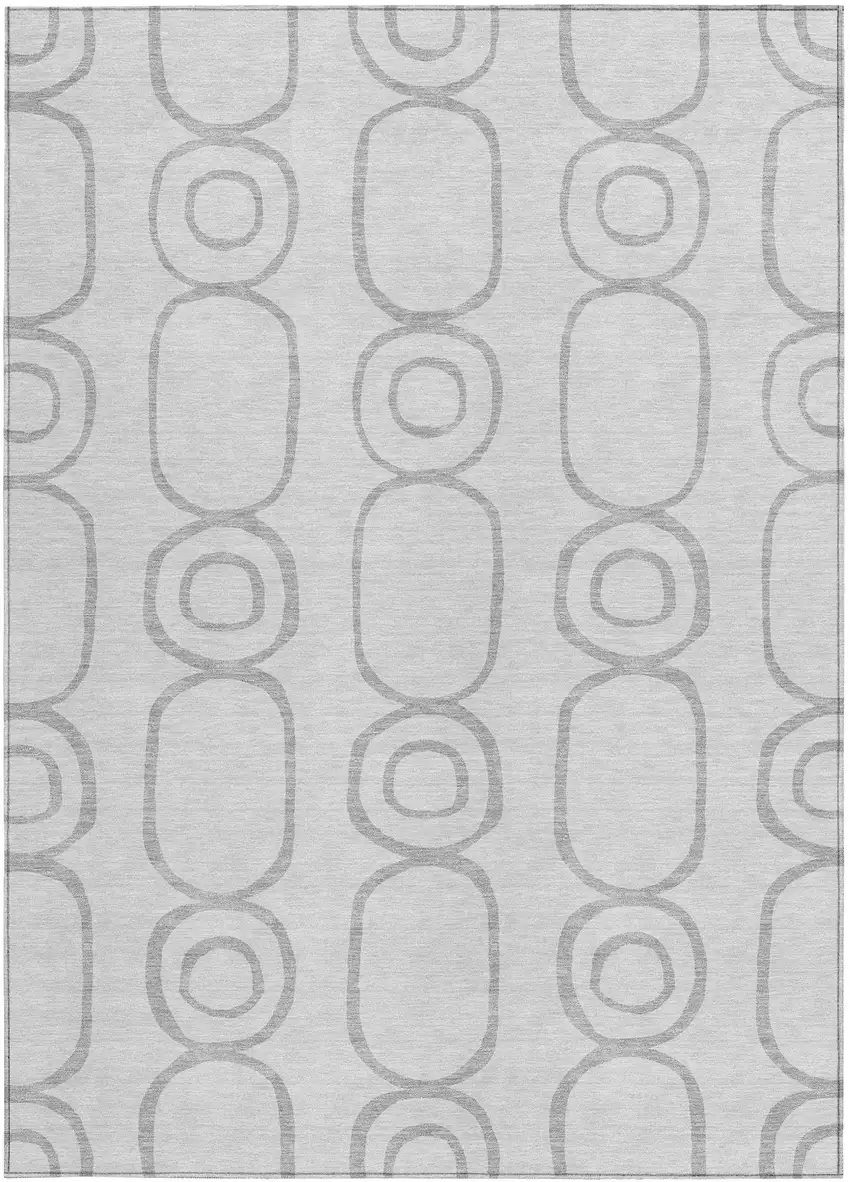 Silver And Gray Geometric Washable Indoor Outdoor Area Rug Photo 4