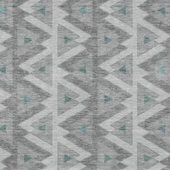 Silver And Gray Geometric Washable Indoor Outdoor Area Rug Photo 3