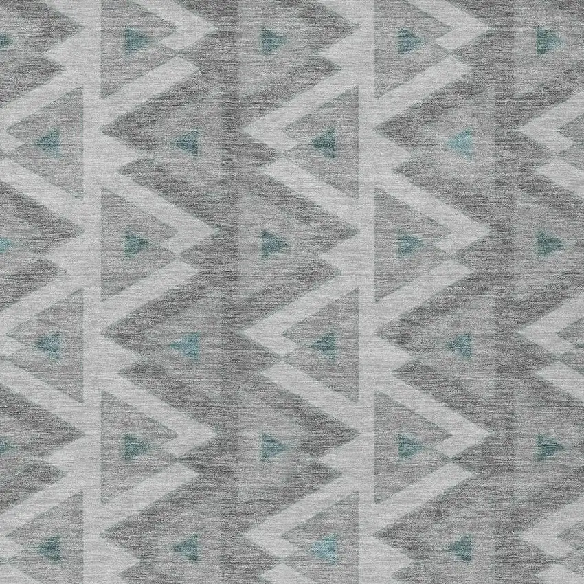 Silver And Gray Geometric Washable Indoor Outdoor Area Rug Photo 3