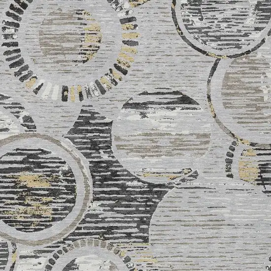 Silver And Gray Geometric Washable Indoor Outdoor Area Rug Photo 2