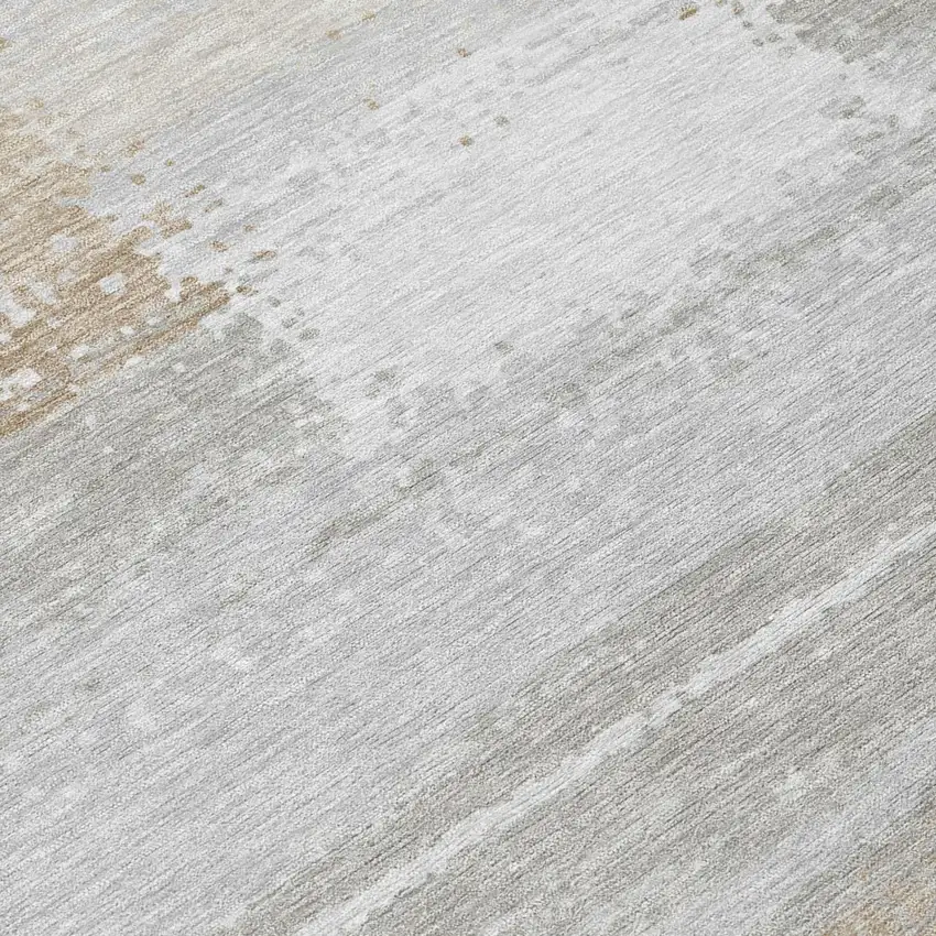 Silver And Gray Geometric Washable Indoor Outdoor Area Rug Photo 4