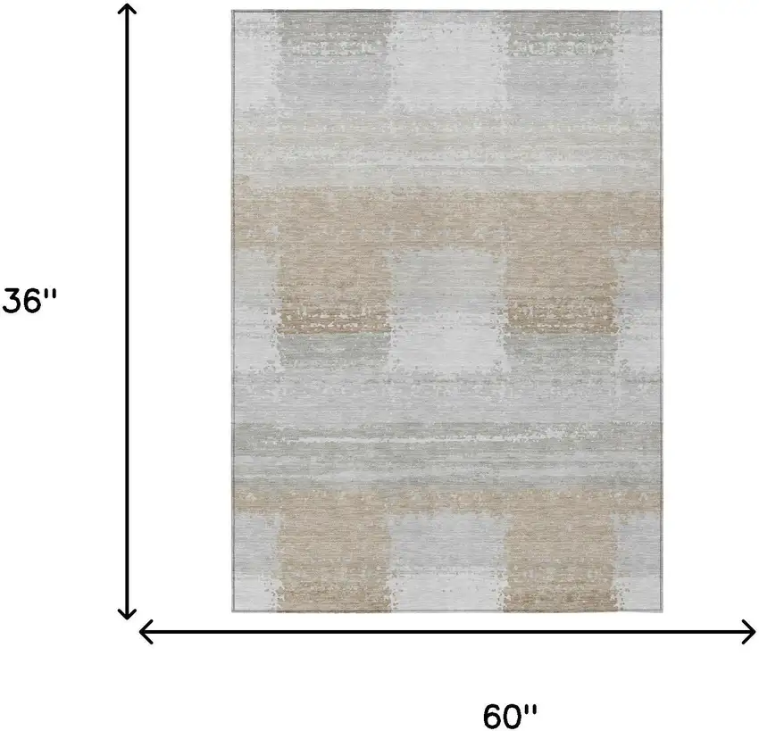 Silver And Gray Geometric Washable Indoor Outdoor Area Rug Photo 5