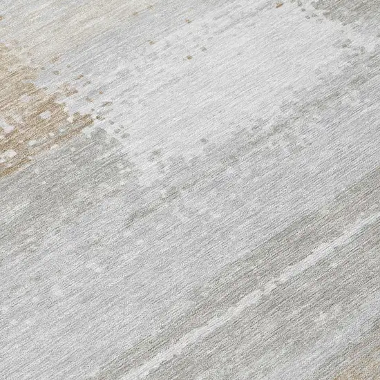 Silver And Gray Geometric Washable Indoor Outdoor Area Rug Photo 4