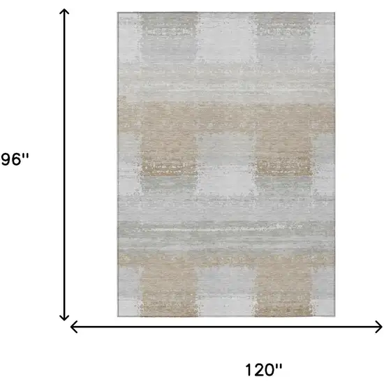 Silver And Gray Geometric Washable Indoor Outdoor Area Rug Photo 5