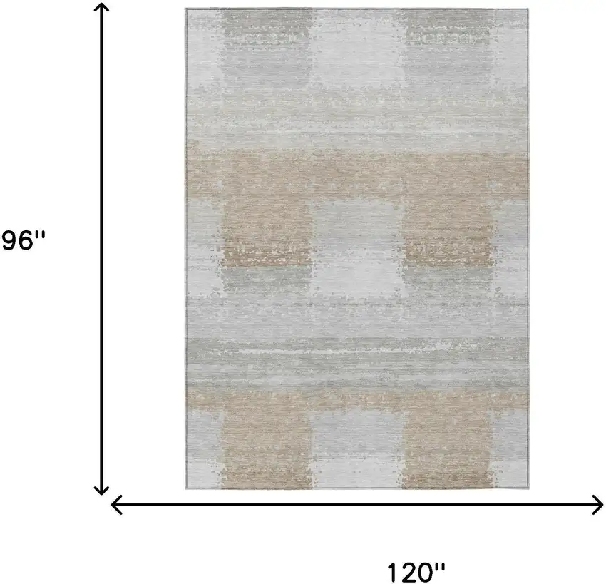 Silver And Gray Geometric Washable Indoor Outdoor Area Rug Photo 5