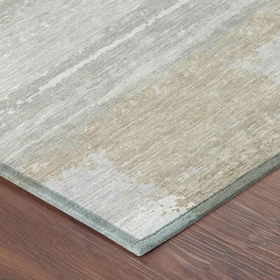 Silver And Gray Geometric Washable Indoor Outdoor Area Rug Photo 3