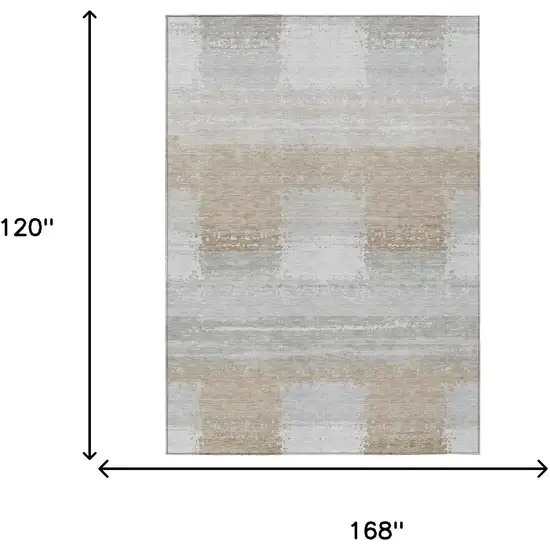 Silver And Gray Geometric Washable Indoor Outdoor Area Rug Photo 5