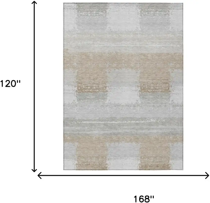 Silver And Gray Geometric Washable Indoor Outdoor Area Rug Photo 5