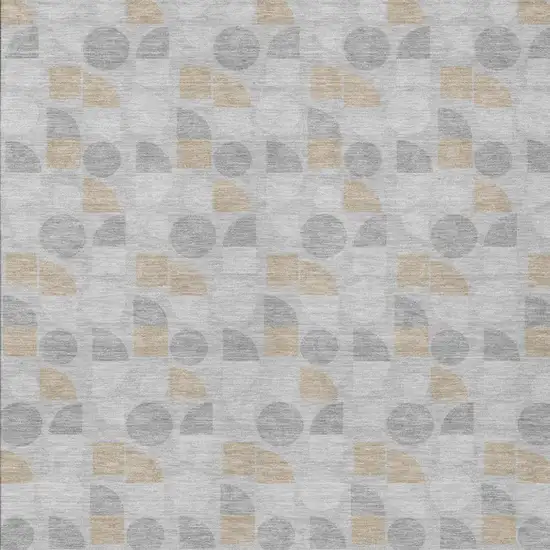 Silver And Gray Geometric Washable Indoor Outdoor Area Rug Photo 2