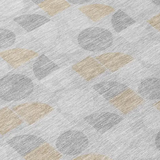 Silver And Gray Geometric Washable Indoor Outdoor Area Rug Photo 5