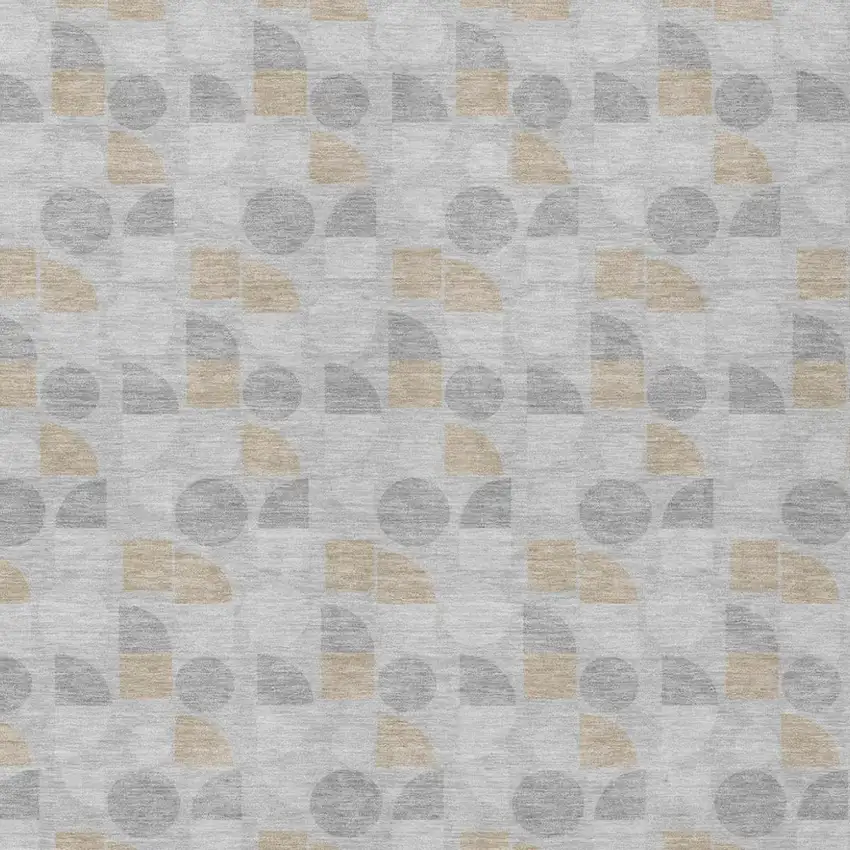Silver And Gray Geometric Washable Indoor Outdoor Area Rug Photo 3