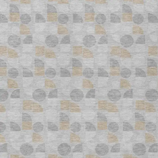 Silver And Gray Geometric Washable Indoor Outdoor Area Rug Photo 3