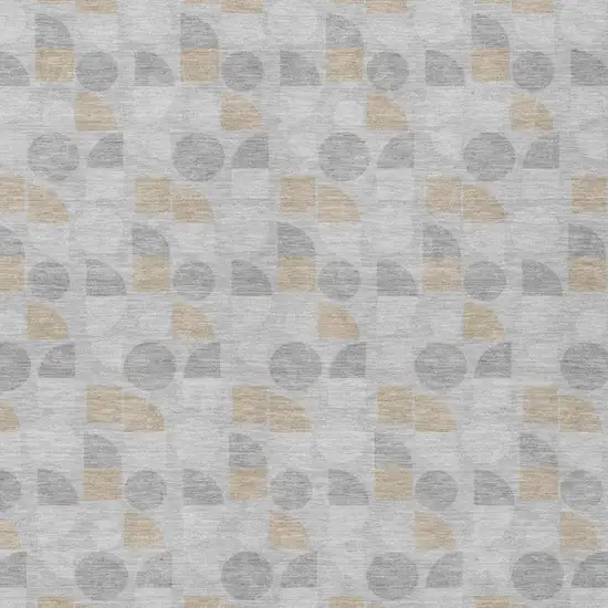 Silver And Gray Geometric Washable Indoor Outdoor Area Rug Photo 1