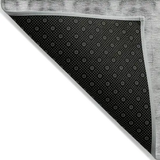 Silver And Gray Geometric Washable Indoor Outdoor Area Rug Photo 4