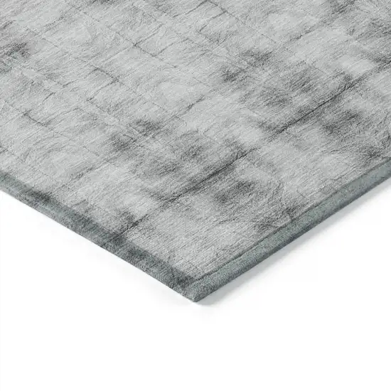Silver And Gray Geometric Washable Indoor Outdoor Area Rug Photo 5