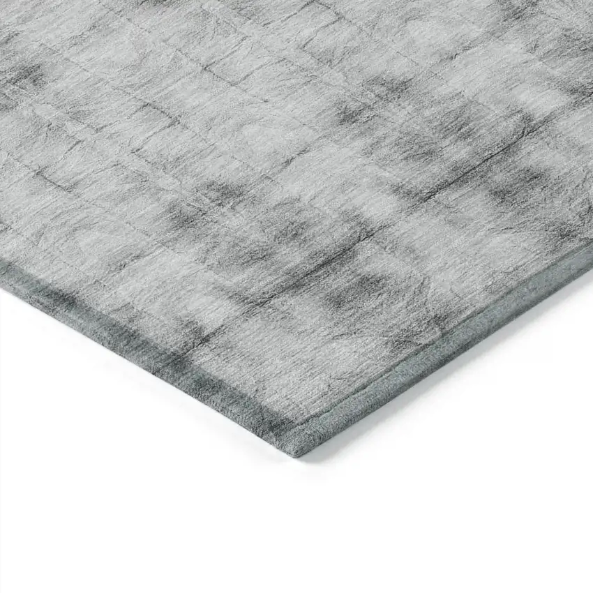 Silver And Gray Geometric Washable Indoor Outdoor Area Rug Photo 5