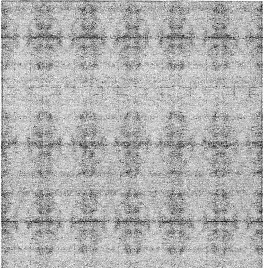 Silver And Gray Geometric Washable Indoor Outdoor Area Rug Photo 7