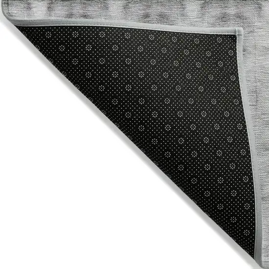 Silver And Gray Geometric Washable Indoor Outdoor Area Rug Photo 4