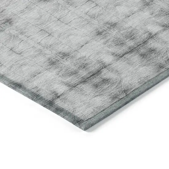 Silver And Gray Geometric Washable Indoor Outdoor Area Rug Photo 5