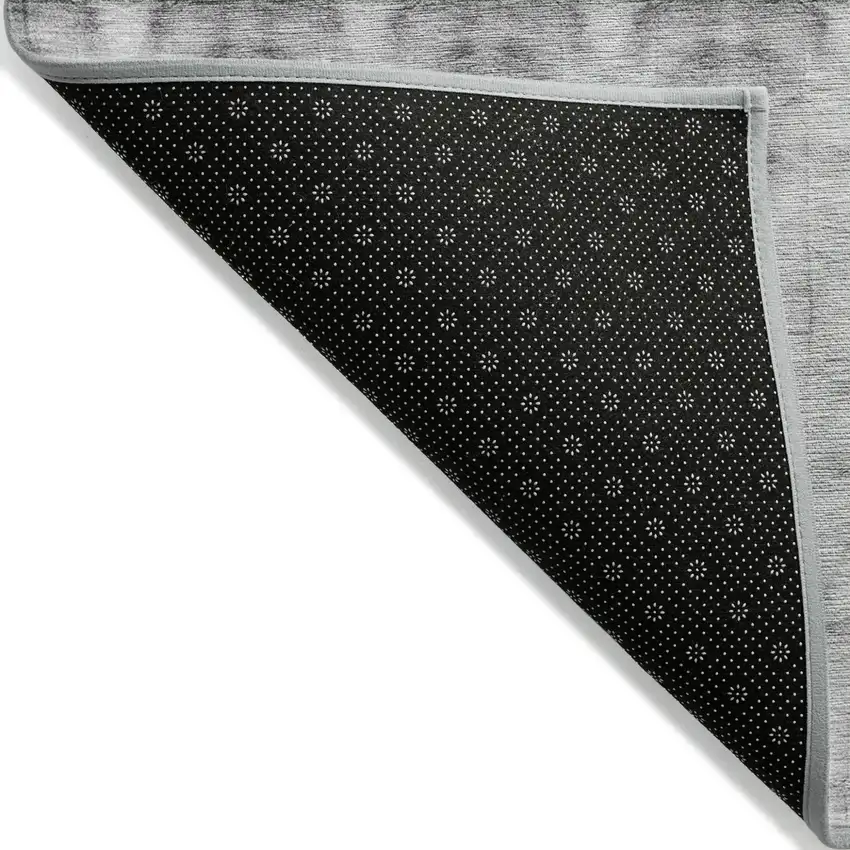 Silver And Gray Geometric Washable Indoor Outdoor Area Rug Photo 4