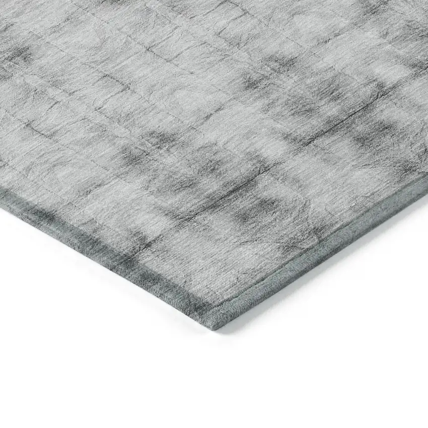 Silver And Gray Geometric Washable Indoor Outdoor Area Rug Photo 5
