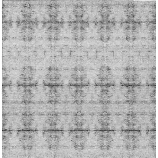 Silver And Gray Geometric Washable Indoor Outdoor Area Rug Photo 6