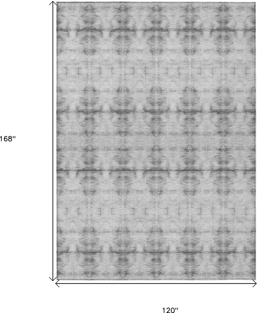 Silver And Gray Geometric Washable Indoor Outdoor Area Rug Photo 3