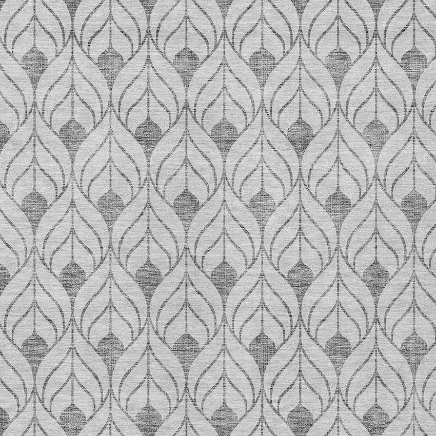 Silver And Gray Geometric Washable Indoor Outdoor Area Rug Photo 5