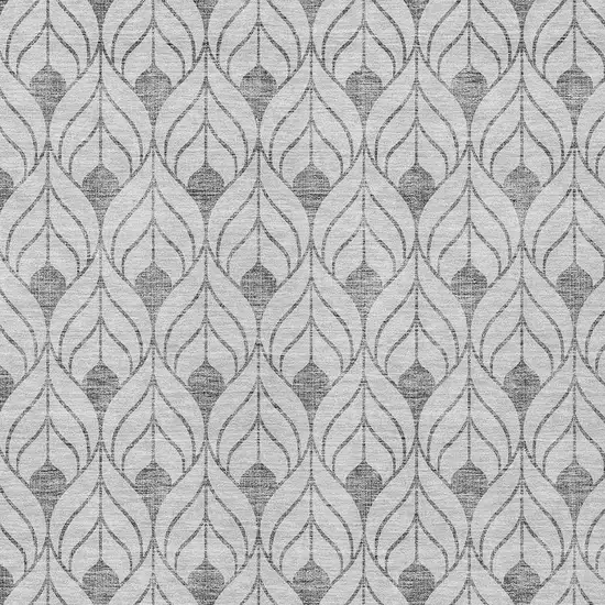 Silver And Gray Geometric Washable Indoor Outdoor Area Rug Photo 5