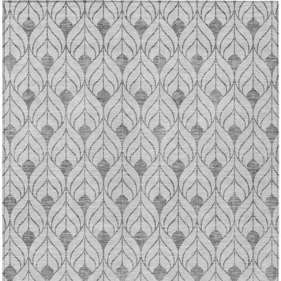 Silver And Gray Geometric Washable Indoor Outdoor Area Rug Photo 6