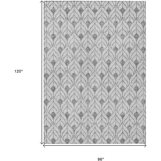 Silver And Gray Geometric Washable Indoor Outdoor Area Rug Photo 3