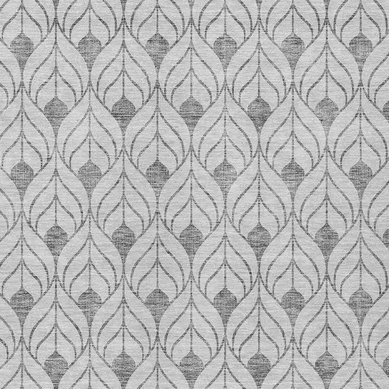 Silver And Gray Geometric Washable Indoor Outdoor Area Rug Photo 5