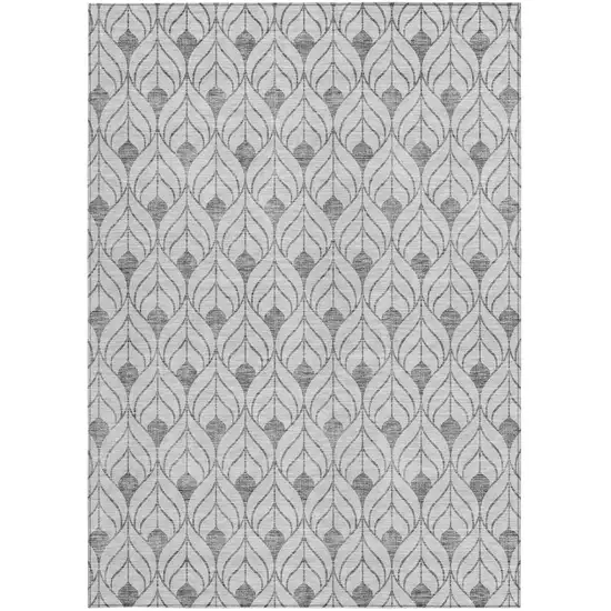 Silver And Gray Geometric Washable Indoor Outdoor Area Rug Photo 6