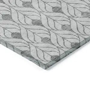 Photo of Silver And Gray Geometric Washable Indoor Outdoor Area Rug