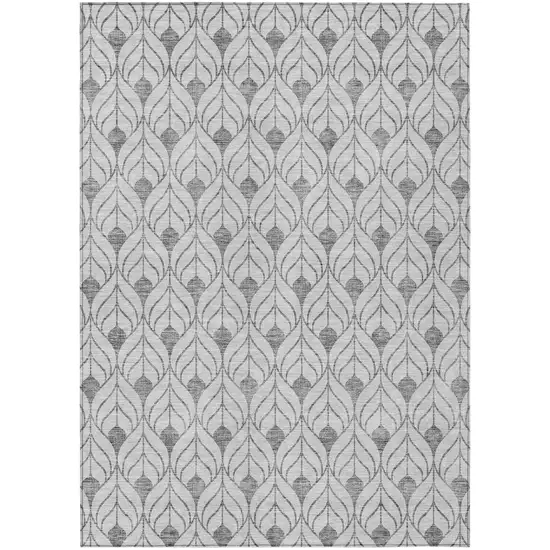 Silver And Gray Geometric Washable Indoor Outdoor Area Rug Photo 2