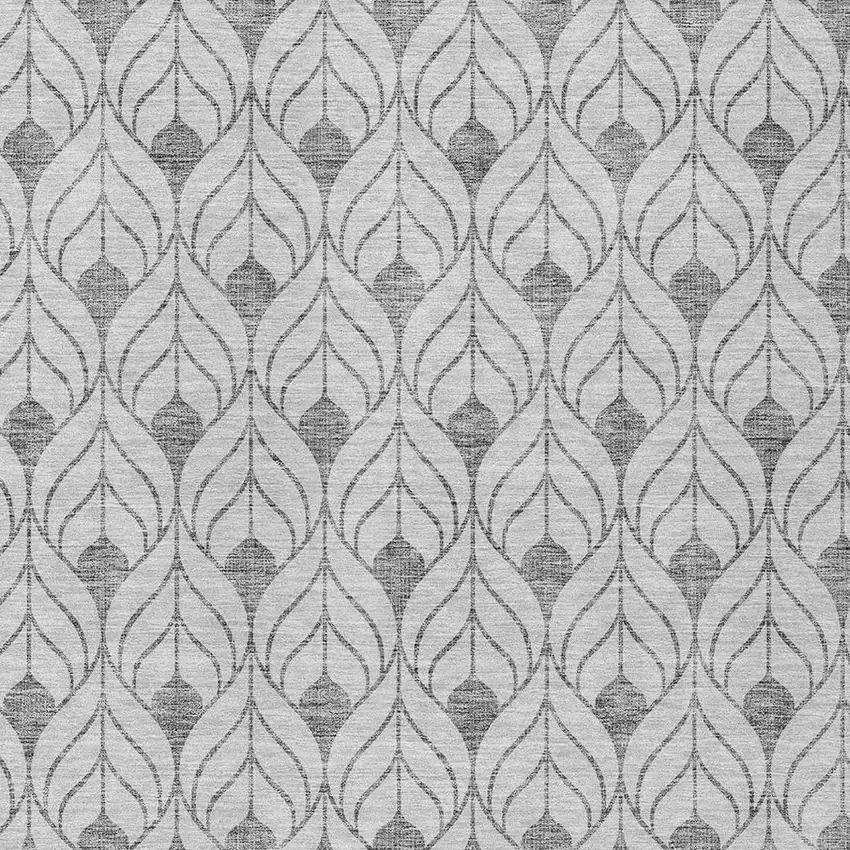 Silver And Gray Geometric Washable Indoor Outdoor Area Rug Photo 5