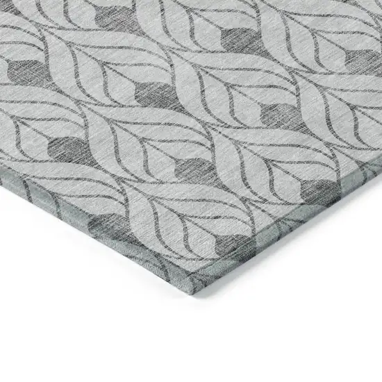 Silver And Gray Geometric Washable Indoor Outdoor Area Rug Photo 4